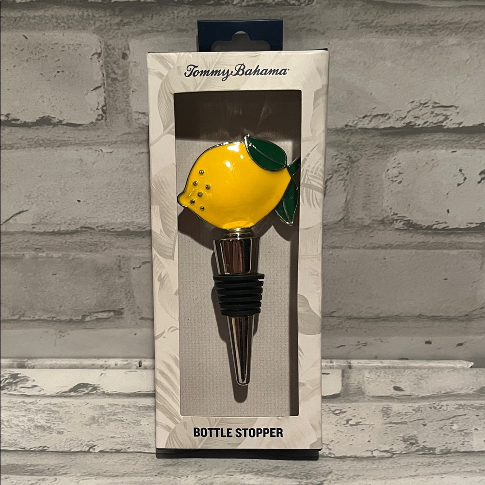 Tommy Bahama Yellow and Green Lemon wine Bottle Stopper new